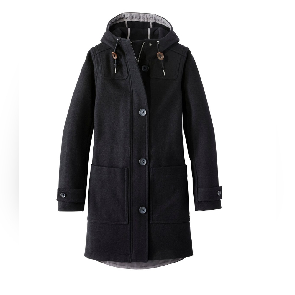 LL Bean's West End Wool Coat Women's Black With Hood